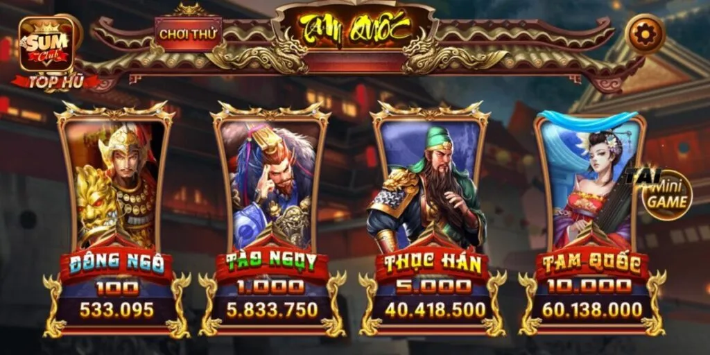 Trò chơi quay hũ lấy cảm hứng từ thời kỳ Tam Quốc