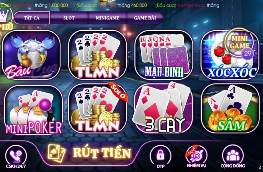 Sảnh game bài online tại Sum Club 40 chất lượng nhiều trò chơi cá cược hấp dẫn