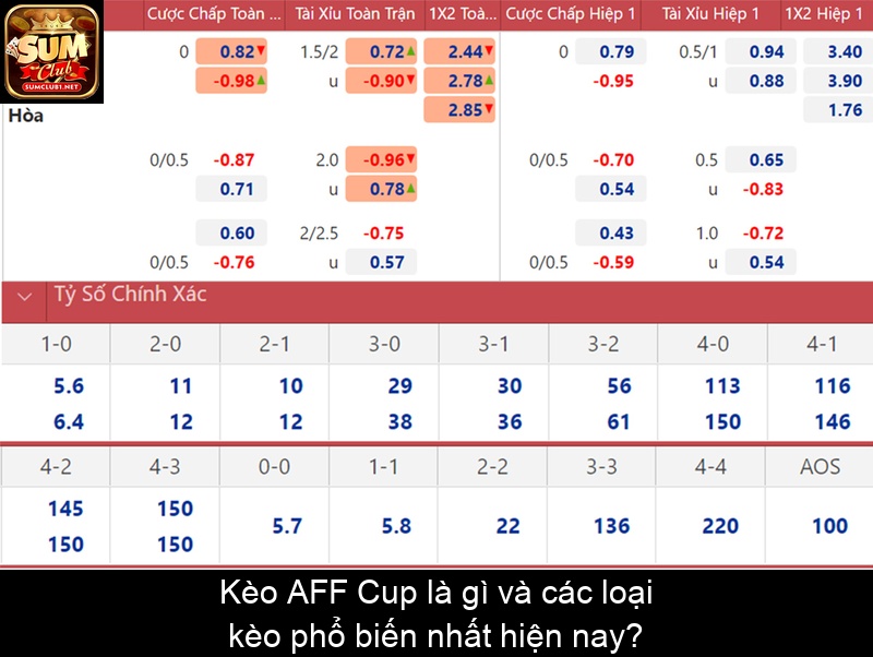 Kèo AFF Cup là gì và các loại kèo phổ biến nhất hiện nay